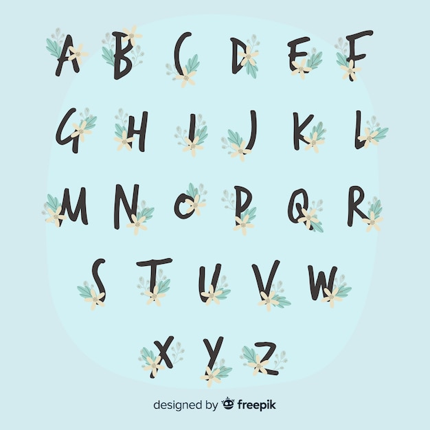 Vecteur gratuit bel alphabet avec des fleurs