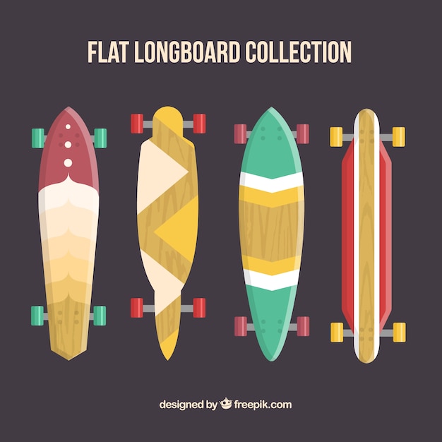 Vecteur gratuit bel ensemble de longboard