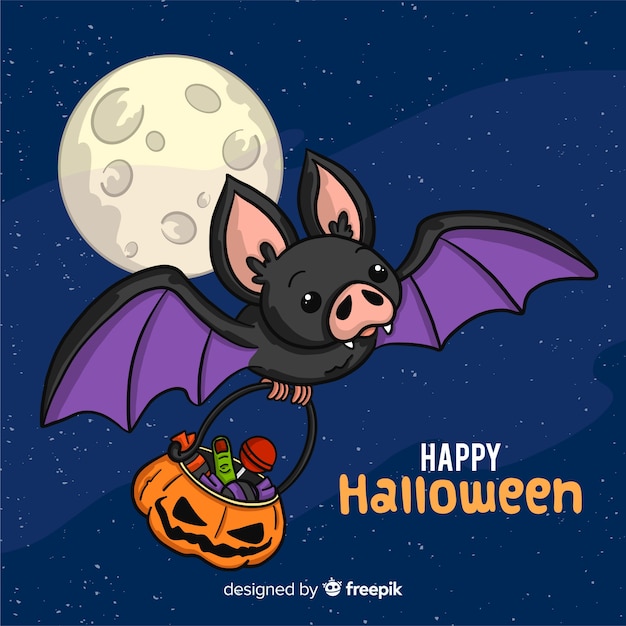 Vecteur gratuit belle chauve-souris d&#39;halloween dessiné à la main