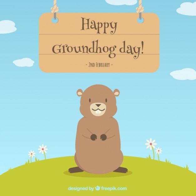 Vecteur gratuit belle groundhog day fond heureux