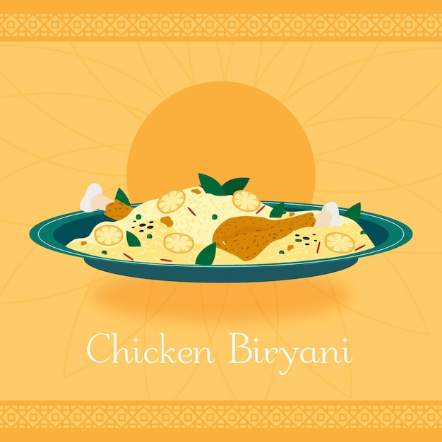 Biryani de poulet dessiné à la main