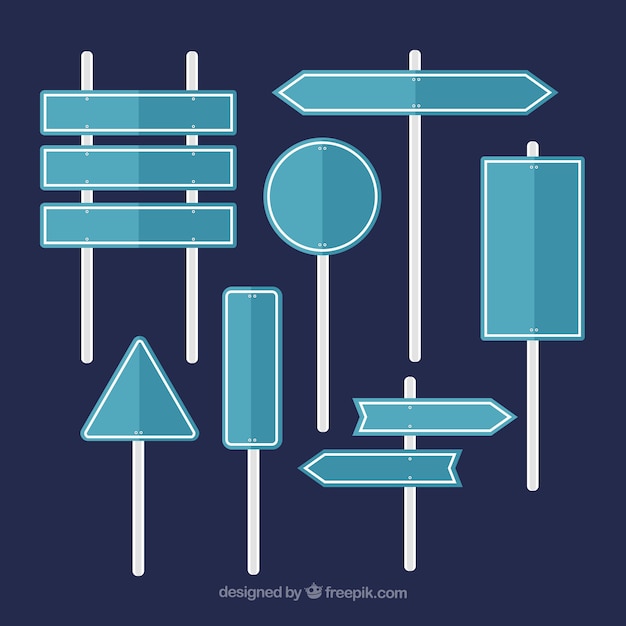 Vecteur gratuit bloc de panneaux de signalisation dans un design plat