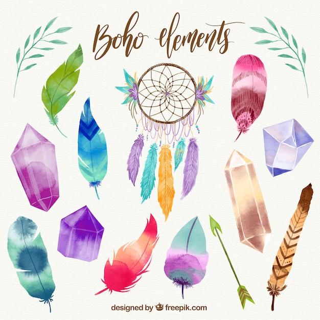 Boho collection d&#39;éléments d&#39;aquarelle