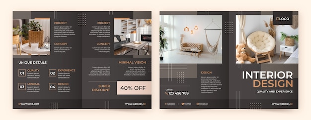 Vecteur gratuit brochure de design d'intérieur minimaliste design plat