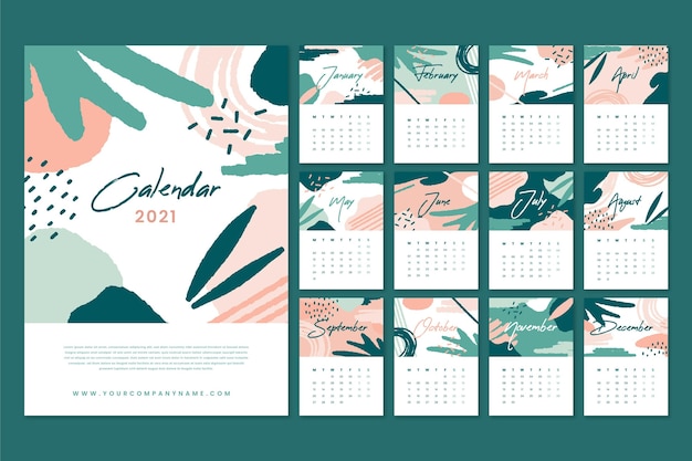 Vecteur gratuit calendrier abstrait nouvel an 2021