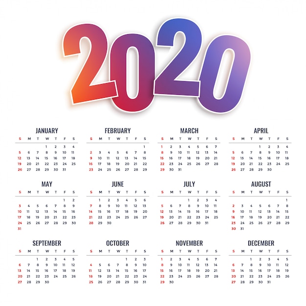 Calendrier de bonne année 2020