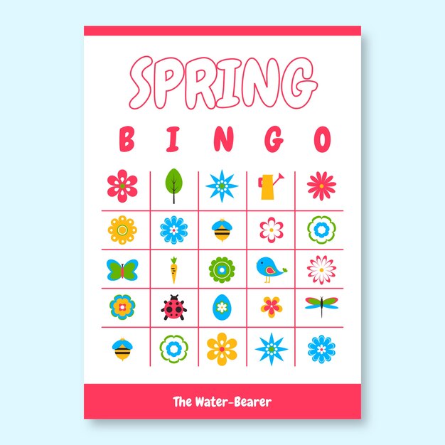 Carte de bingo de printemps colorée dessinée à la main