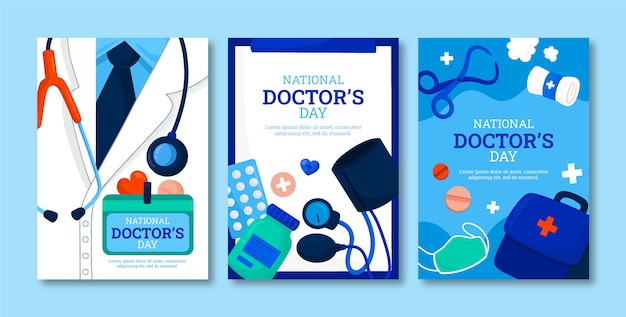 Cartes de la journée nationale du médecin dessinées à la main