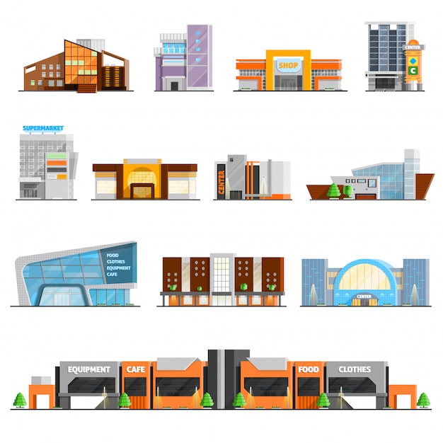 Vecteur gratuit centre commercial icons set