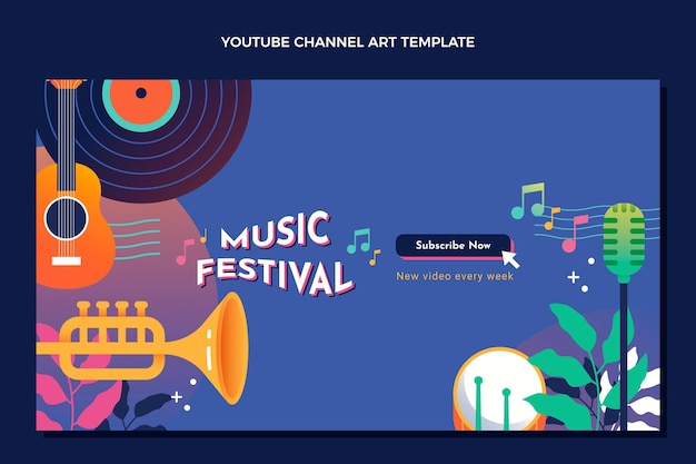 Chaîne youtube du festival de musique colorée dégradé