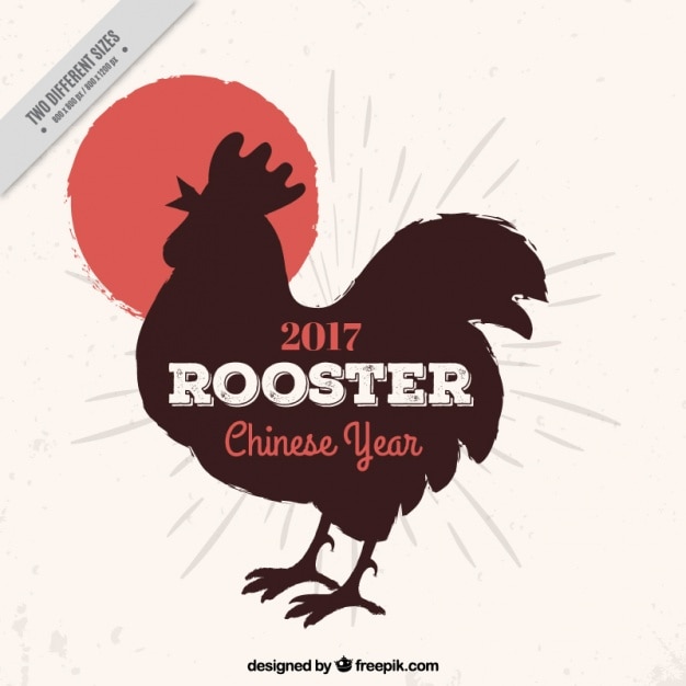 Vecteur gratuit chinois nouveau fond d&#39;année avec le coq silhouette