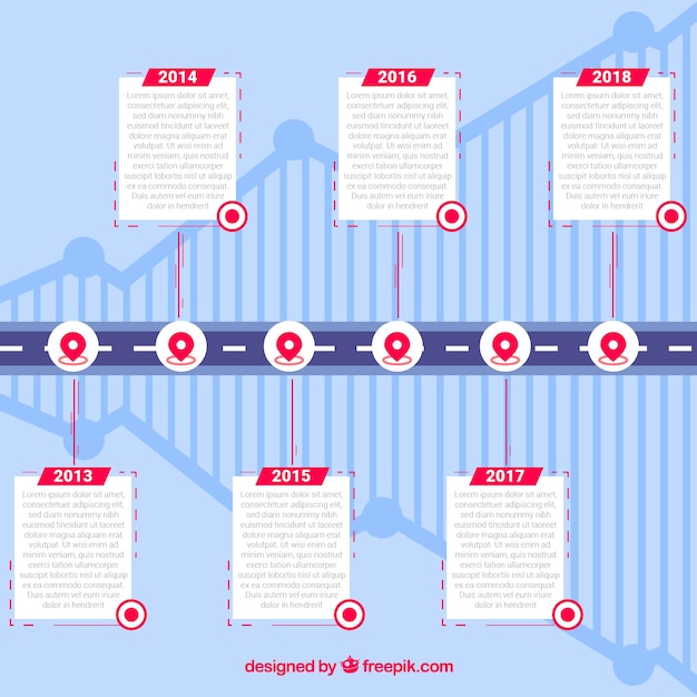 Vecteur gratuit chronologie détaillée de l&#39;entreprise avec un design plat