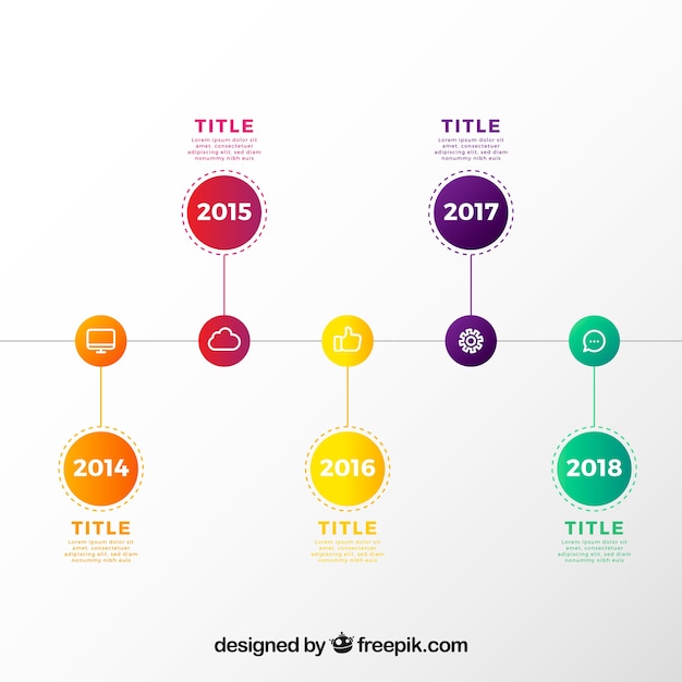 Vecteur gratuit chronologie de l&#39;entreprise coloré avec un design plat