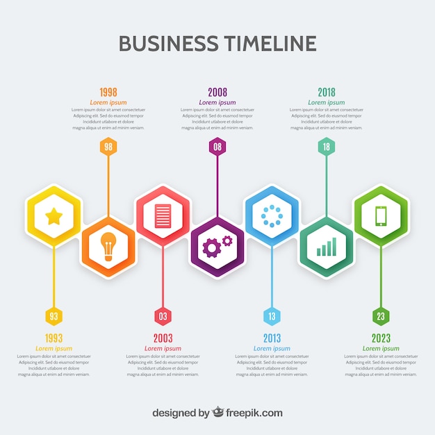 Vecteur gratuit chronologie de l&#39;entreprise coloré avec un design plat