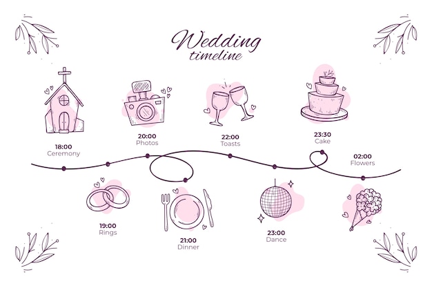 Chronologie de mariage dessinée style main