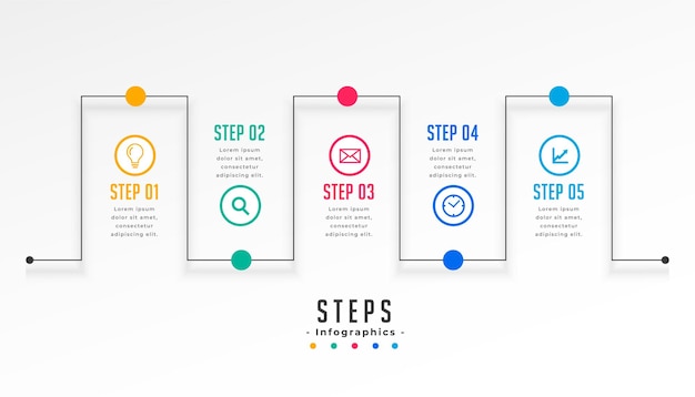 Vecteur gratuit cinq étapes infographiques carte d'étapes laouyt pour le succès des entreprises