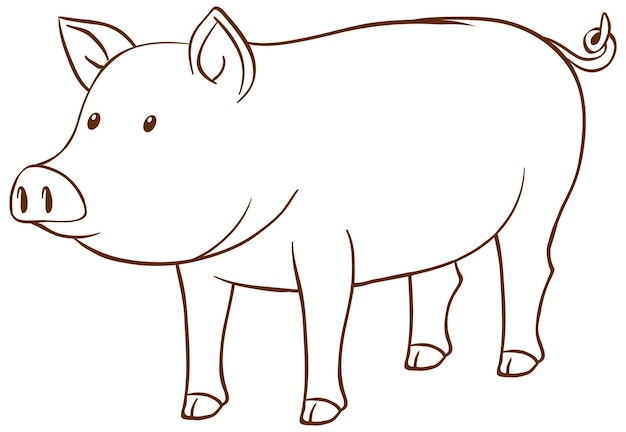 Vecteur gratuit cochon dans un style simple doodle sur fond blanc