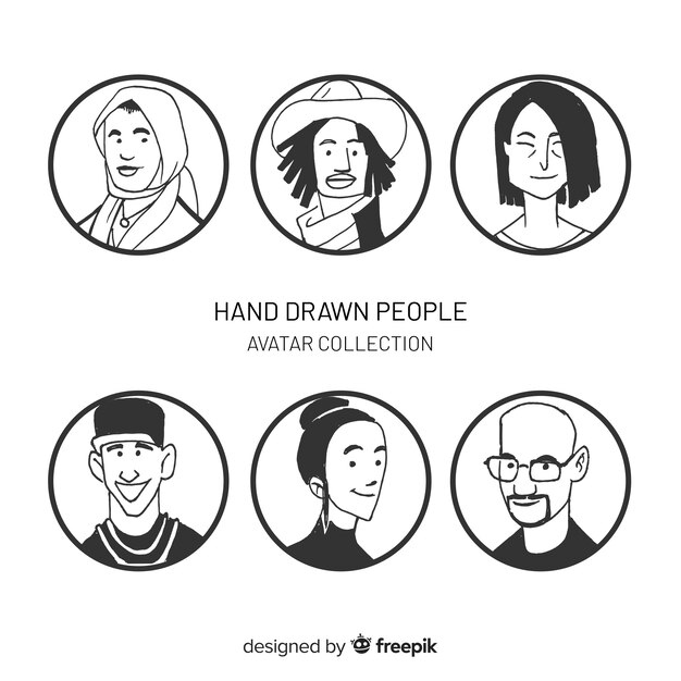 Collection d&#39;avatar de personnes dessinées à la main