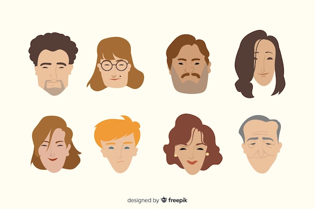 Vecteur gratuit collection d'avatar de personnes dessinées à la main