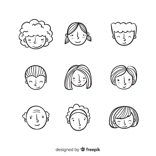 Collection d'avatar de personnes dessinées à la main