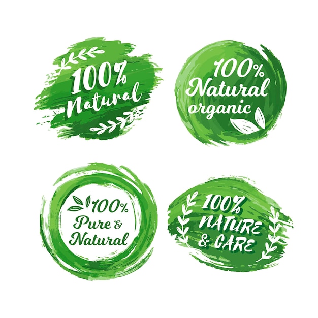 Vecteur gratuit collection de badges 100% naturels