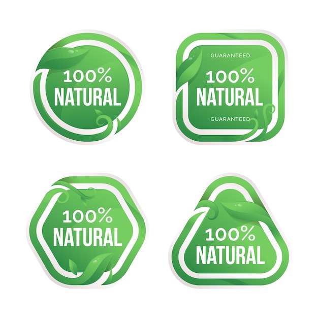 Vecteur gratuit collection de badges 100% naturels