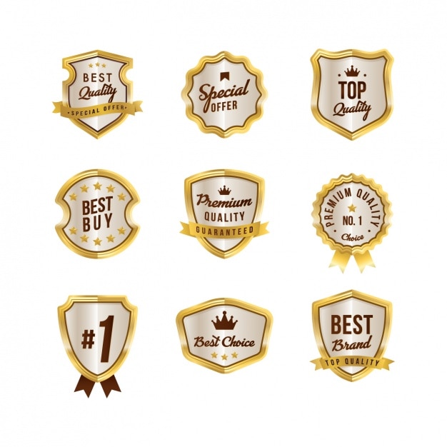 Vecteur gratuit collection de badges d'or