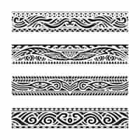 Vecteur gratuit collection de bordures de tatouage maori plat