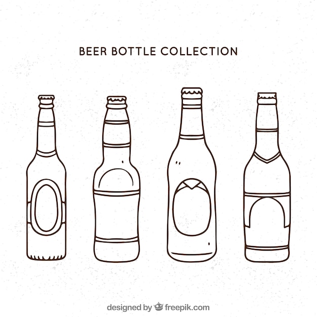 Vecteur gratuit collection de bouteilles de bière dessinés à la main