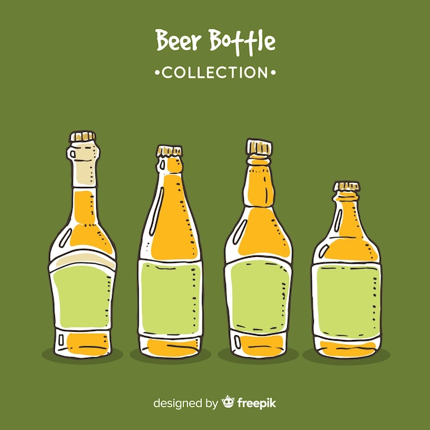 Vecteur gratuit collection de bouteilles de bière