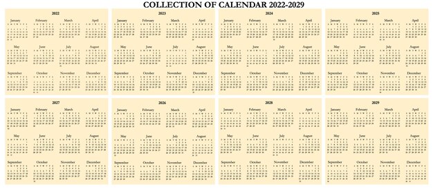 Collection de calendrier classique 2022-2029