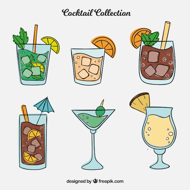 Vecteur gratuit collection de cocktail dessiné à la main