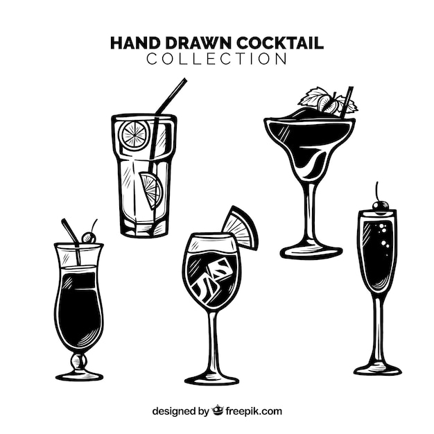 Vecteur gratuit collection de cocktail dessiné à la main