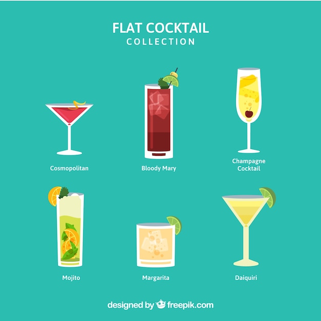 Vecteur gratuit collection de cocktails colorés avec un design plat