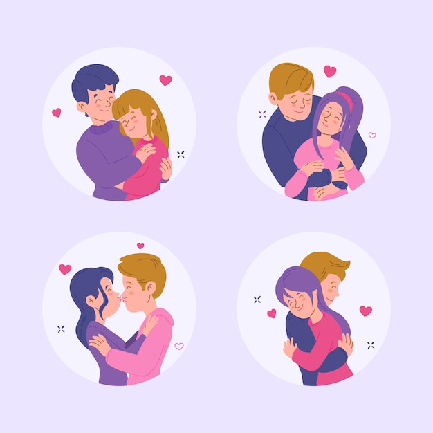 Vecteur gratuit collection de couples aimants