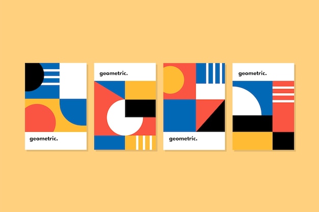 Vecteur gratuit collection de couvertures de conception graphique dans le style bauhaus