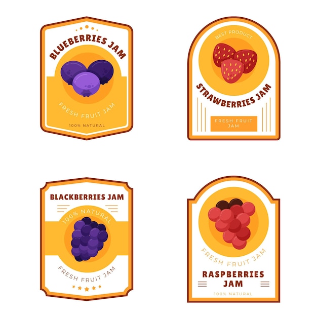 Vecteur gratuit collection détaillée de badges de confiture