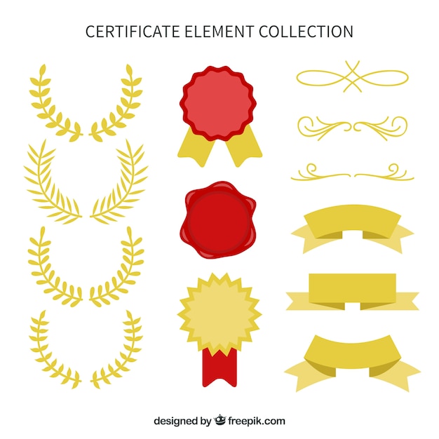 Vecteur gratuit collection d&#39;éléments de certificat en couleur dorée