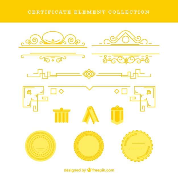 Collection d&#39;éléments de certificat dans le style plat