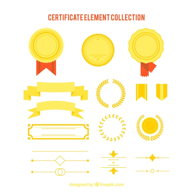 Collection d&#39;éléments de certificat dans le style plat