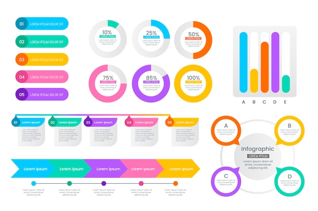 Collection d'éléments infographiques plats