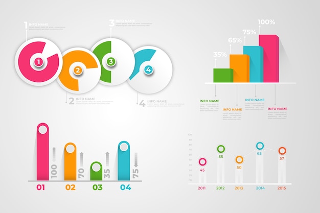 Collection d'éléments plats infographiques