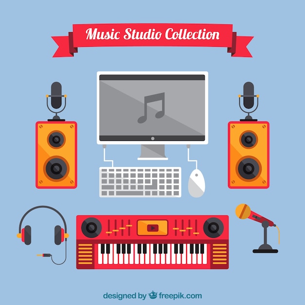 Vecteur gratuit collection d&#39;éléments de studio de musique