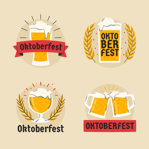 Collection d'étiquettes oktoberfest dessinées à la main