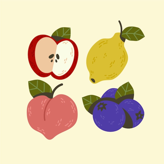 Vecteur gratuit collection de fruits dessinés à la main