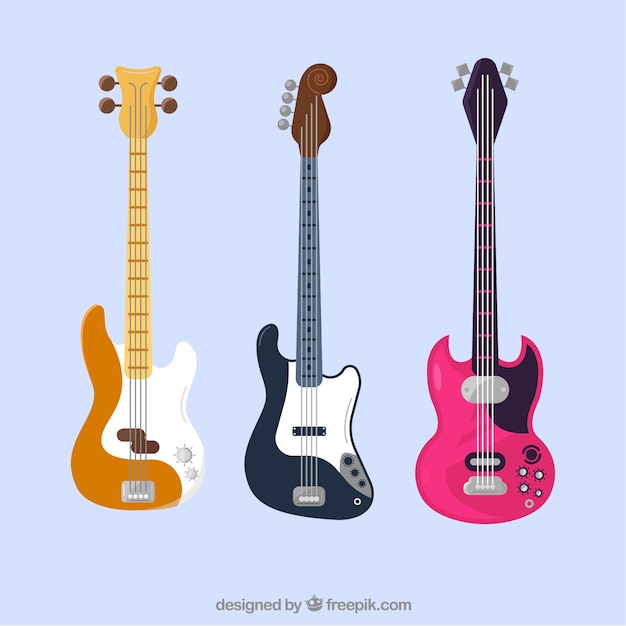 Vecteur gratuit collection de guitare à deux couleurs