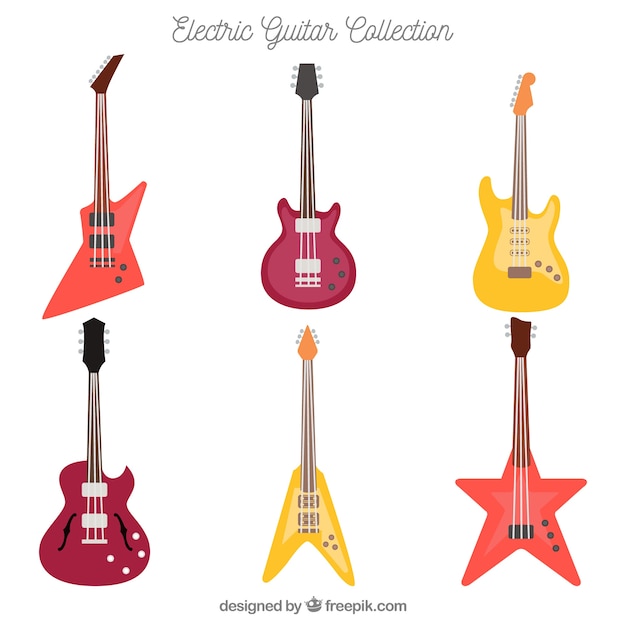 Vecteur gratuit collection de guitares électriques