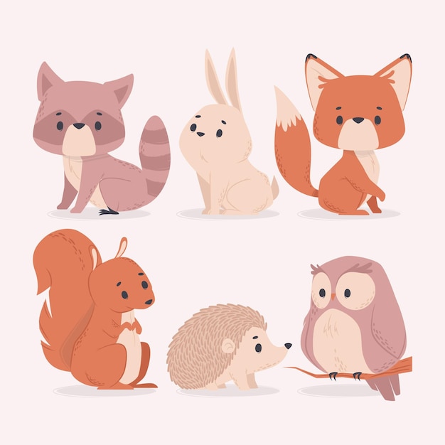 Collection d'illustrations de bébés animaux mignons