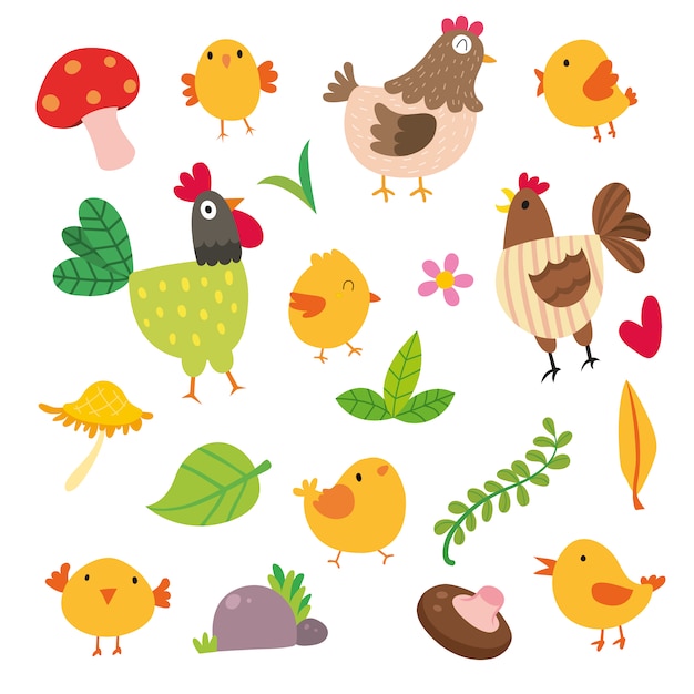 Collection d&#39;illustrations poulet