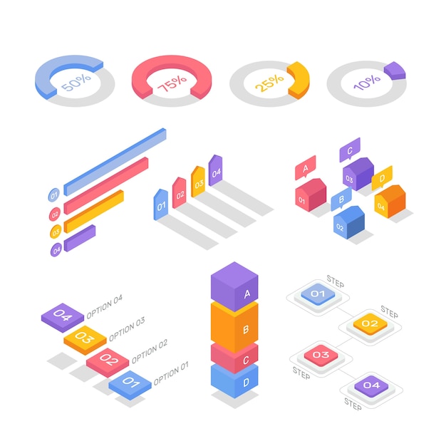 Collection infographique isométrique